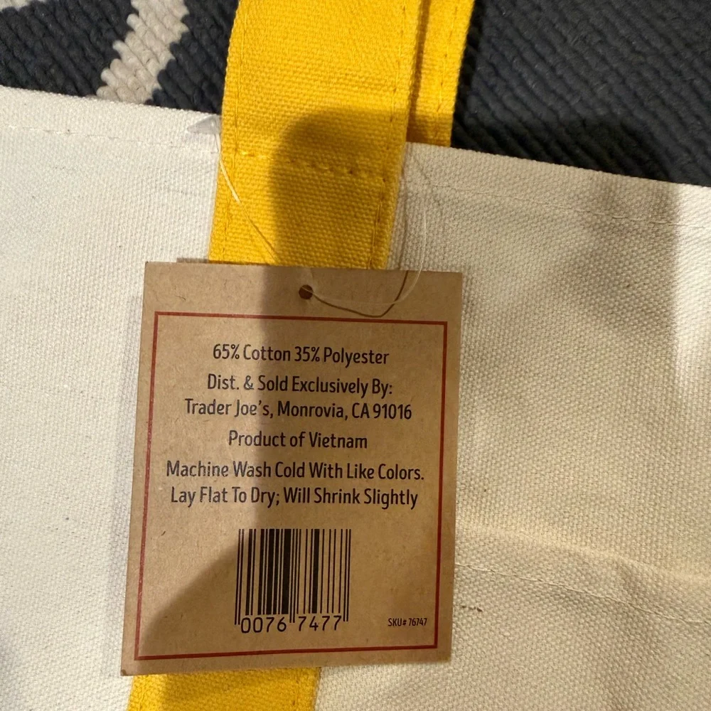 NWT Trader Joe’s Yellow Mini Tote Bag - Picture 5 of 6
